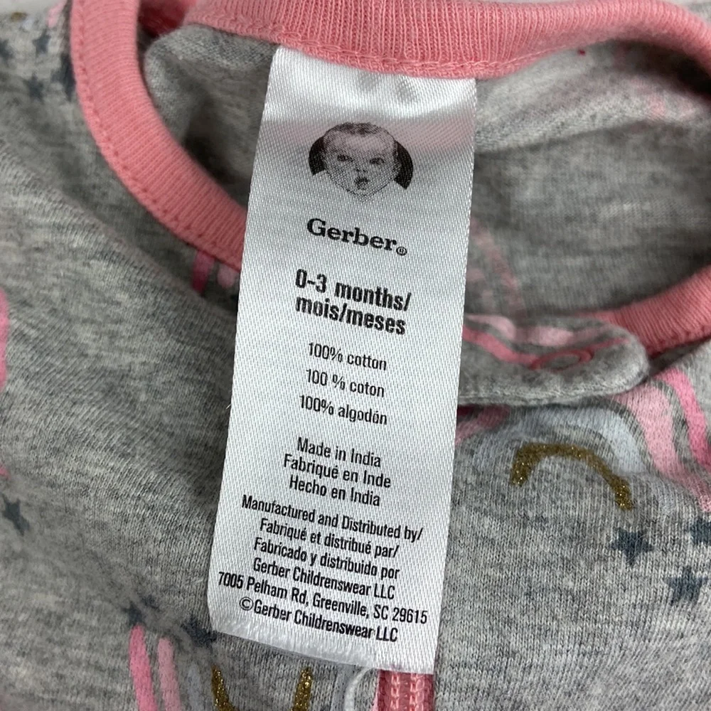 Lot of four (4) Baby Girl Gerber’s 0-3 month footie onesie pajamas